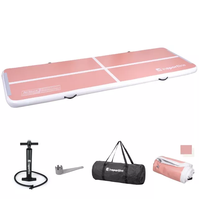Airtrack inSPORTline Airstunt 300x100x10 cm korallenrosa mit Handpumpe