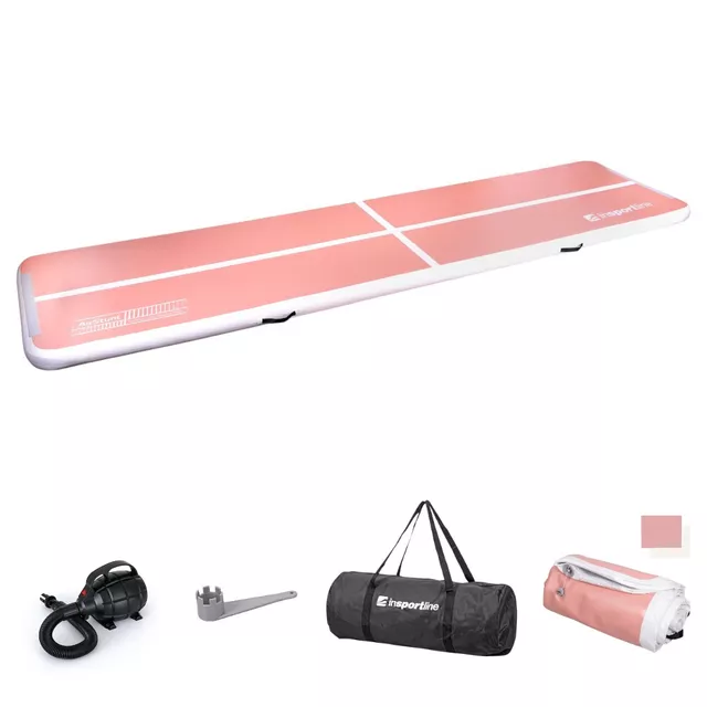 Airtrack inSPORTline Airstunt 500x100x10 cm korallenrosa mit elektrischer Pumpe