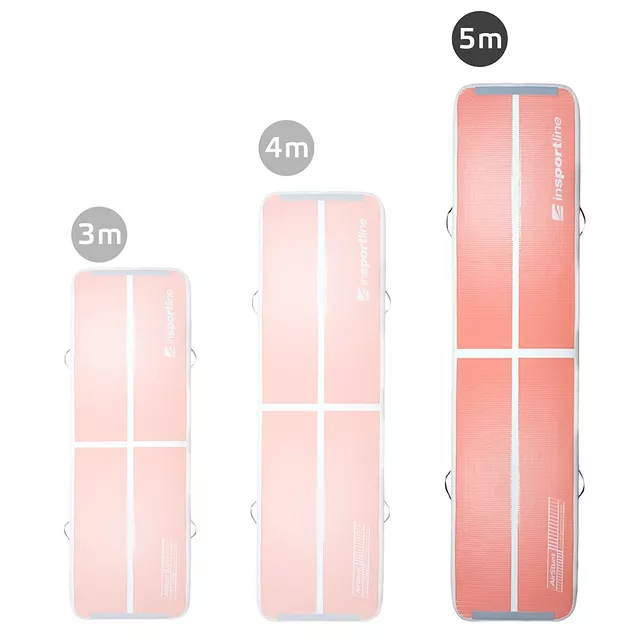 Airtrack inSPORTline Airstunt 500x100x10 cm korallenrosa mit elektrischer Pumpe