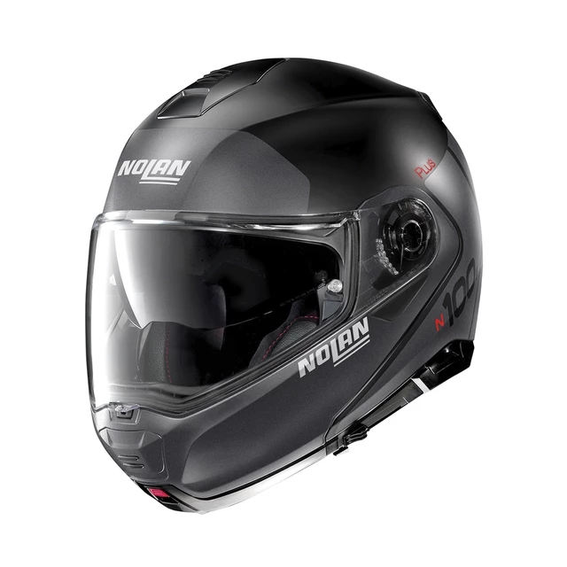 Nolan N100-5 Plus Distinctive N-Com Motorradhelm - Glänzendes Schwarz-Rot - Flat Black