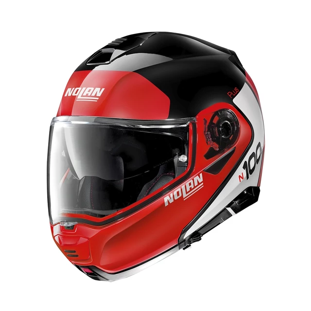 Nolan N100-5 Plus Distinctive N-Com Motorradhelm - Glänzendes Schwarz-Rot - Glänzendes Schwarz-Rot