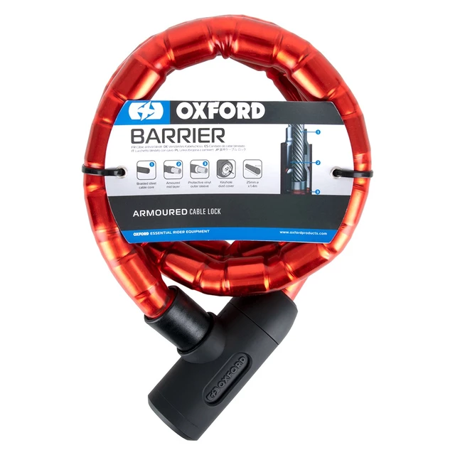 Oxford Barrier 1,4 m rot Motorradschloss
