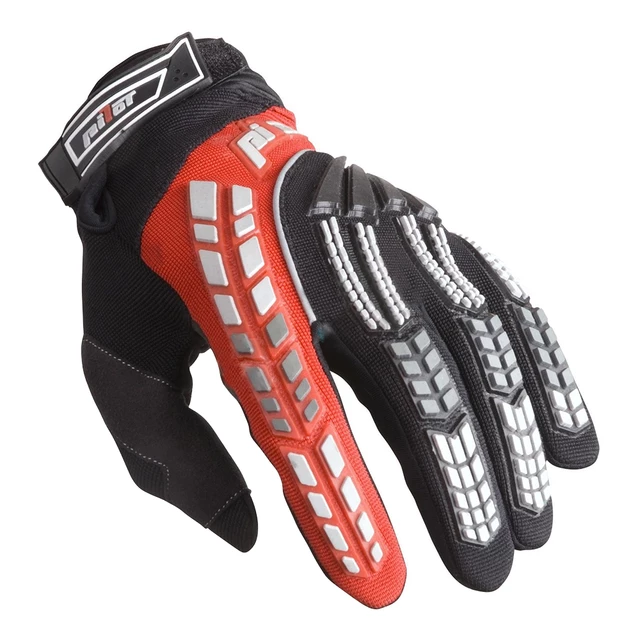 Kinder Motocross-Handschuhe Pilot - schwarz - schwarz-rot