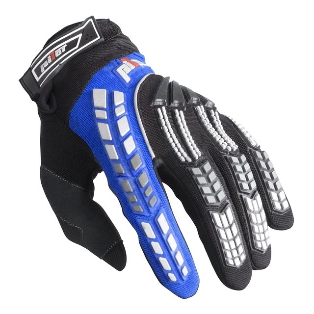 Kinder Motocross-Handschuhe Pilot - schwarz - schwarz-blau