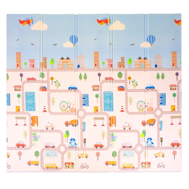 Faltbare Kindermatte inSPORTline Michlino 180x200x1,2 cm - Safari/Silnice