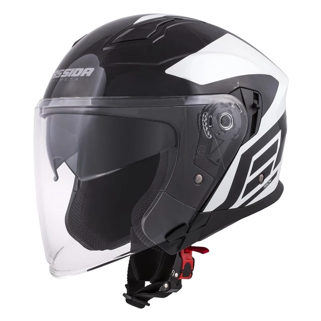 Cassida Jet Tech Corso Motorradhelm - schwarz matt/gelb hi-vis - schwarz/weiss