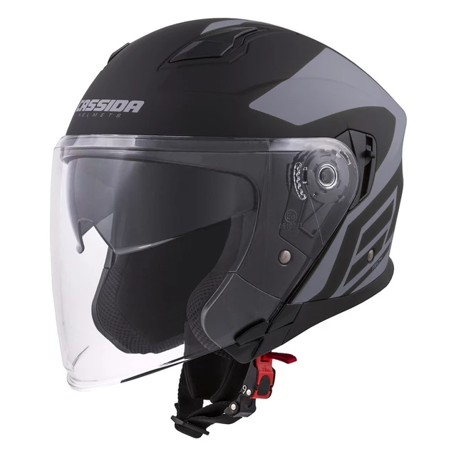 Cassida Jet Tech Corso Motorradhelm - schwarz matt/gelb hi-vis - black matt/grau