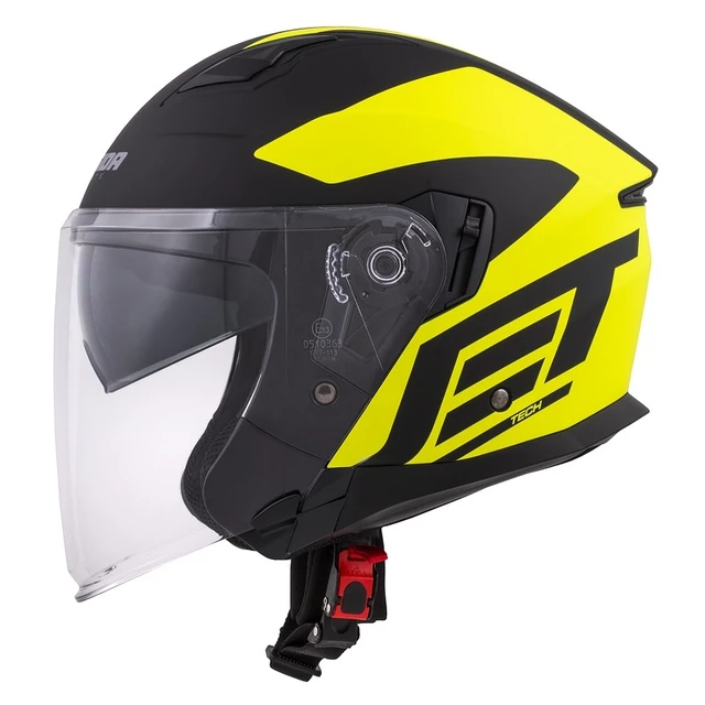Cassida Jet Tech Corso Motorradhelm - schwarz matt/gelb hi-vis