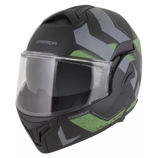 Cassida MultiFlip Korp P/J Klapp-Motorradhelm - černá matná/zelená/šedá