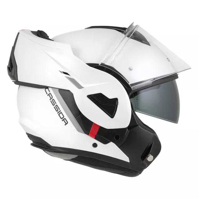 Cassida MultiFlip Solid P/J Klapp-Motorradhelm - bílá perleť/černá