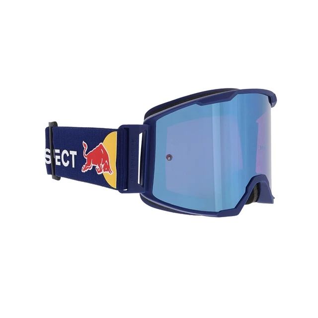 Motocrossbrille RedBull Spect Strive Panovision, blau matt, spiegelblaues Plexiglas