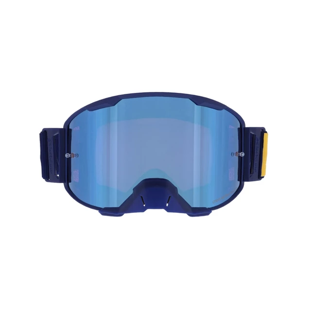 Motocrossbrille RedBull Spect Strive Panovision, blau matt, spiegelblaues Plexiglas