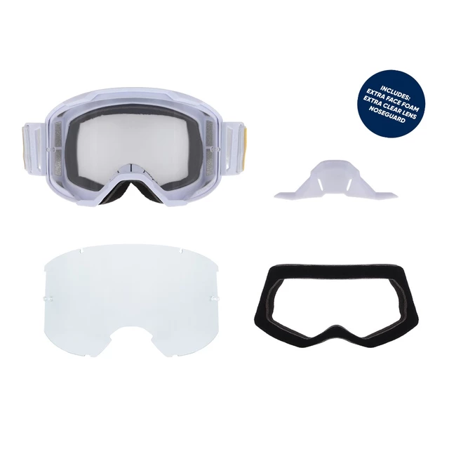 Motocross-Brille RedBull Spect Strive Panovision, weiß matt, klares Plexiglas