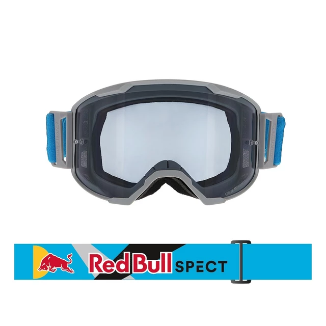 Motocrossbrille RedBull Spect Strive Panovision, hellgrau matt, rauchfarbenes Plexiglas