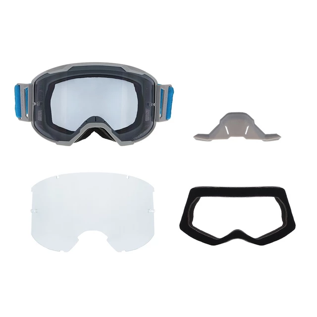 Motocrossbrille RedBull Spect Strive Panovision, hellgrau matt, rauchfarbenes Plexiglas