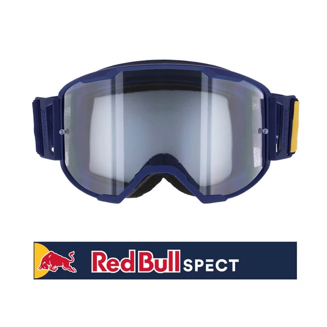 Motocrossbrille RedBull Spect Strive Panovision, dunkelblau matt, klares Plexiglas