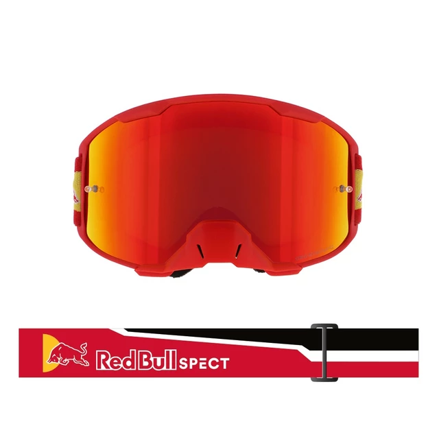 Motocrossbrille RedBull Spect Strive, rot matt, rot verspiegeltes Plexiglas
