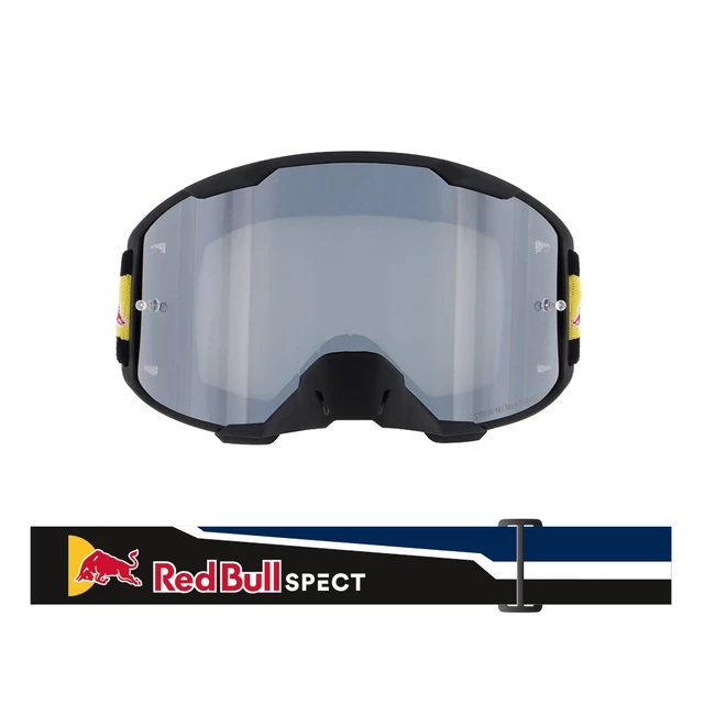 Motocrossbrille RedBull Spect Strive, schwarz matt, silber verspiegeltes Plexiglas