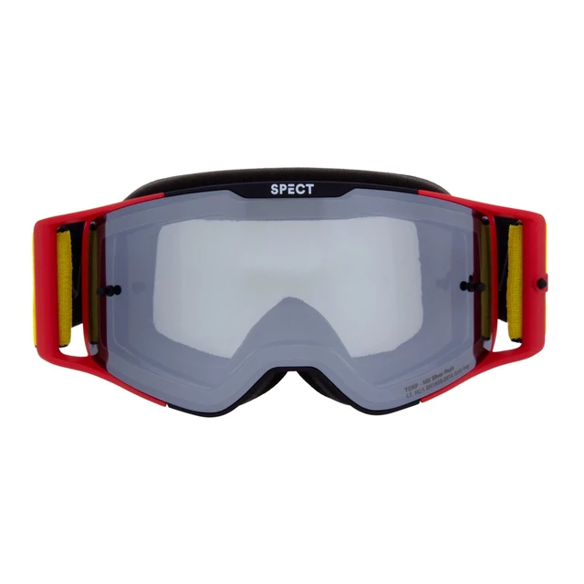 Motocross-Brille RedBull Spect Torp, schwarz/rot matt, silbernes Spiegelplexiglas