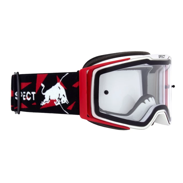 RedBull Spect Torp Motocrossbrille, weiß/rot, klares Plexiglas