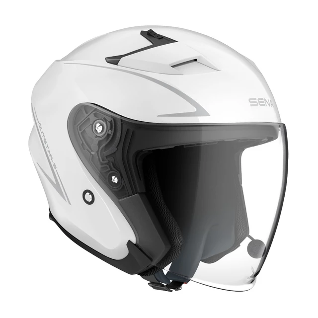 Motorradhelm mit Headset SENA Outstar S glänzend weiß