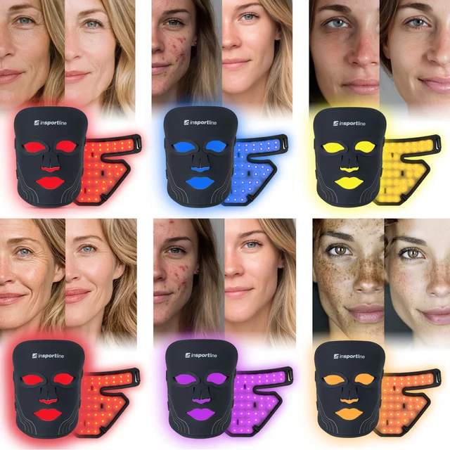 Infrarot-LED-Maske „inSPORTline Radora“ und Maske für Hals und Dekolleté „Rademis“ 2500 mAh