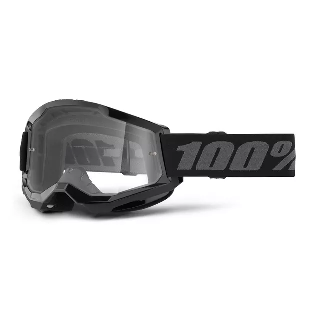 100% Strata 2 Youth Motocross-Schutzbrille für Kinder - schwarzes, klares Plexiglas