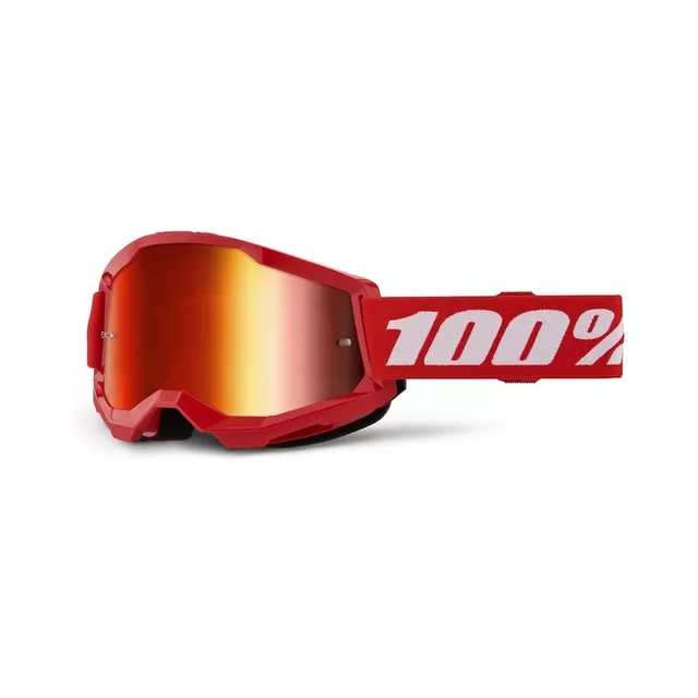Motocrossbrille 100% Strata 2 New Mirror - Červená, červené plexi