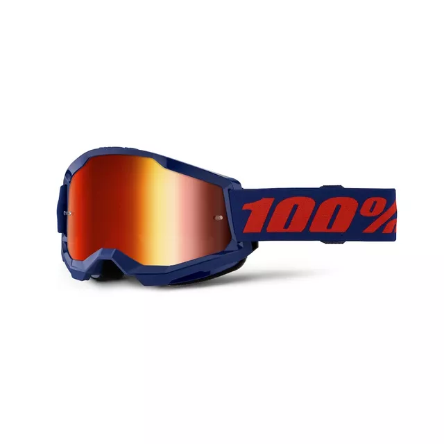 Motocrossbrille 100% Strata 2 New Mirror - Modré, červené plexi