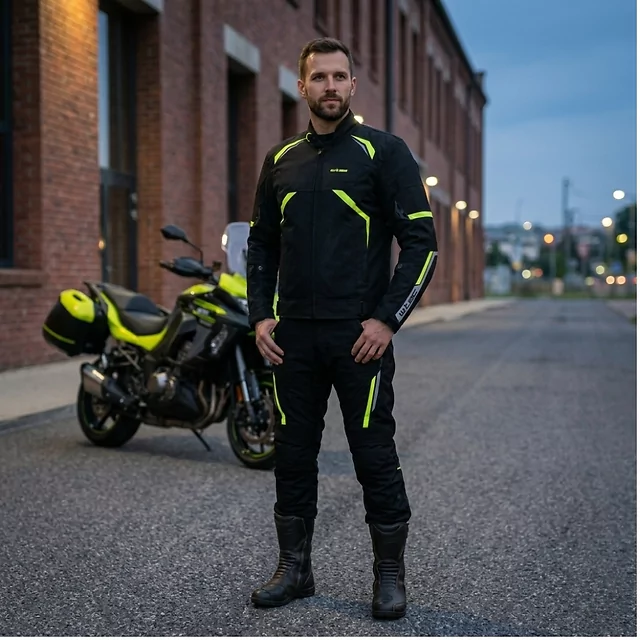 W-TEC Timuco Sommer-Moto-Jacke - schwarz-fluo