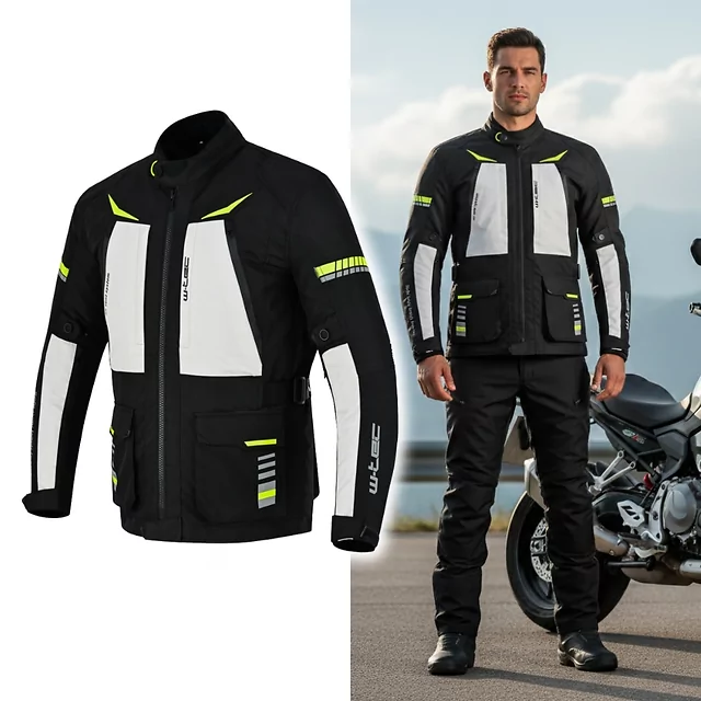 W-TEC Warao Motorradjacke - schwarz-fluo - schwarz-fluo