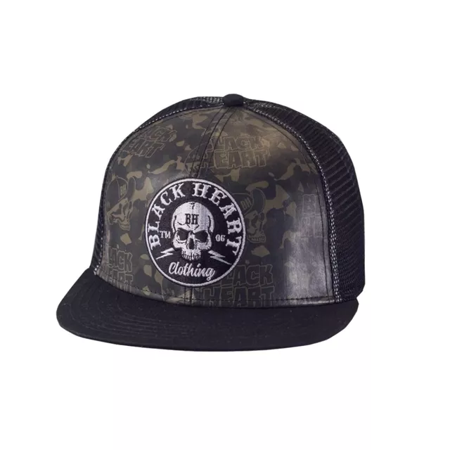 Mütze BLACK HEART Bastard Skull Trucker - khaki-schwarz