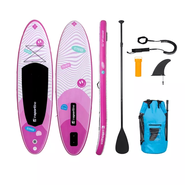Paddleboard mit Zubehör inSPORTline Wavelet 9'6" - grün - rosa