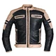 W-TEC Esbiker Herren Lederjacke - schwarz mit beigen Streifen