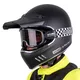 W-TEC Black Heart Retron Motorradhelm mit Chesster Goggles - Einfaches Schwarz - Einfaches Schwarz