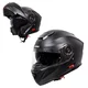 W-TEC Cullo aufklappbarer Motorradhelm - schwarz matt - schwarz matt