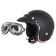 W-TEC YM-629 Motorradhelm mit Ageless Brille - schwarz glänzend - mattschwarz