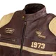 W-TEC Retro Herren-Motorradjacke aus Leder - schwarz-braun-beige