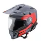 Motoradhelm W-TEC V331 PR Graphic - Khaki-Grau - rot/grau