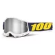 Motocross-Brille 100% Accuri 2 Mirror - Dunder bílo-zelená, zrcadlové plexi - Torc bílá, zrcadlové plexi