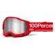 Motocross-Brille 100% Accuri 2 Mirror - Dunder bílo-zelená, zrcadlové plexi - Wolg červená, zrcadlové plexi