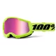 Motocross-Brille für Kinder 100 % Strata 2 Junior Mirror - Neon Yellow, růžové plexi