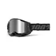 Motocrossbrille 100% Strata 2 New Mirror - Black, stříbrné plexi